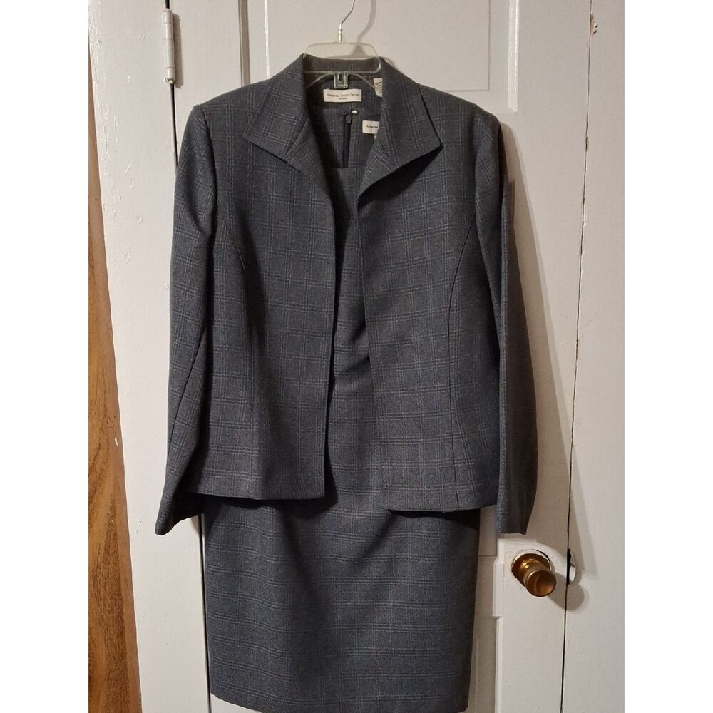 Amanda Smith Gray Plaid Tailored Blazer and Dress (Mis295)